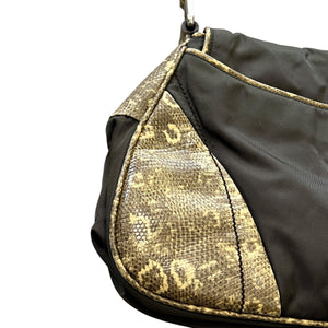 PRADA Vintage One Shoulder Bag Python Embossing  Tessuto Nylon × Leather