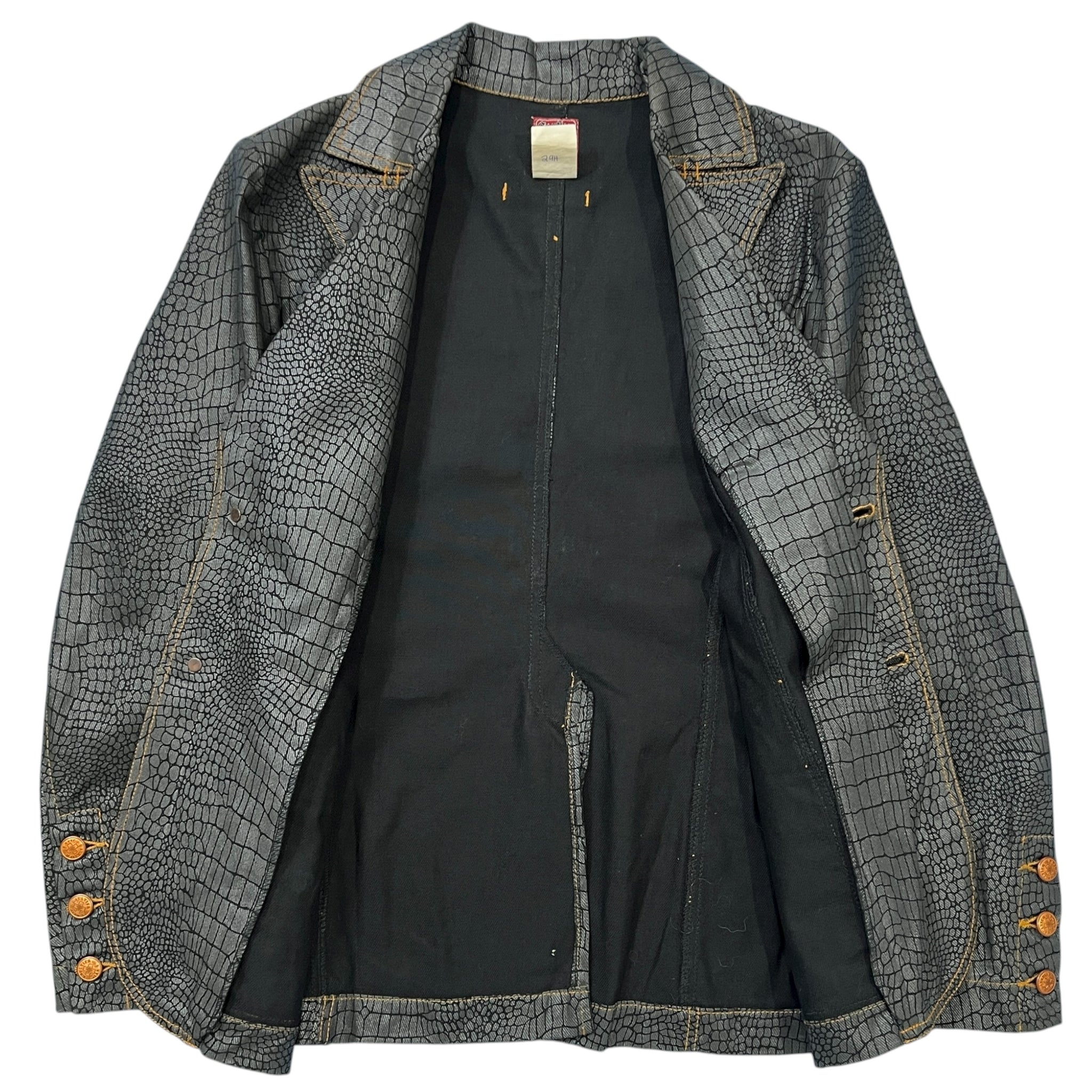 Jean Paul GAULTIER Jean's Trompe-l'oeil Crocodile Embossed Pattern Denim Jacket
