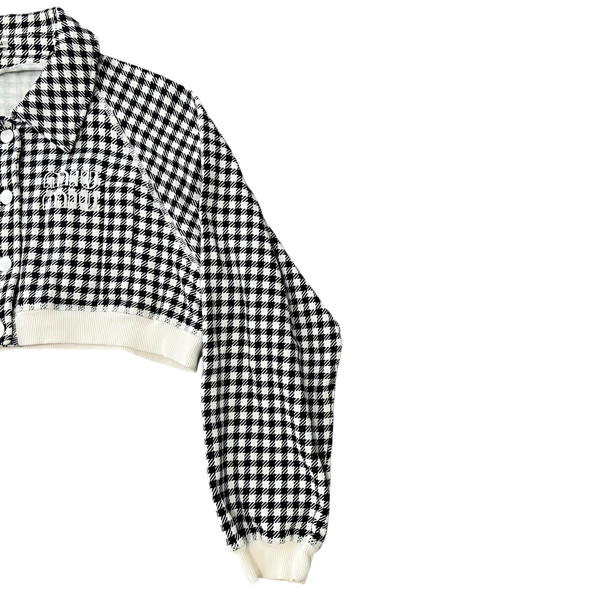 MIU MIU Check Sweat Short Jacket and Short Pants Set Up