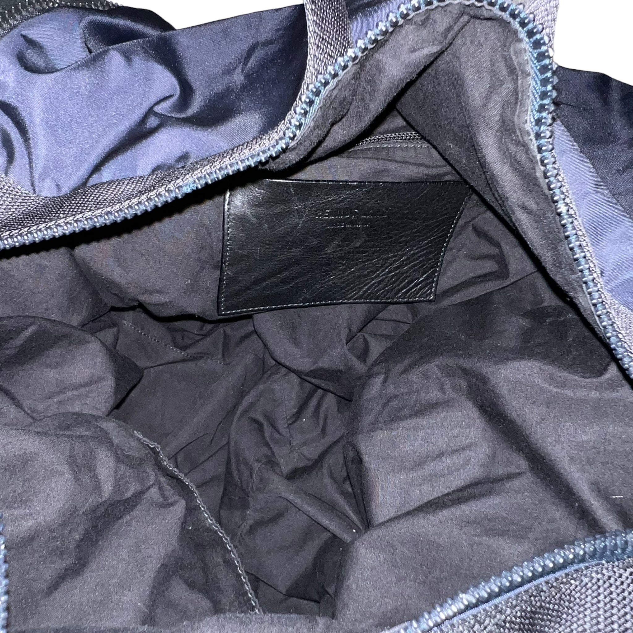 HELMUT LANG 2004AW 2WAY LEATHER SHOULDER BAG/ HYBRID NAVY NYLON BIG BOSTON BAG