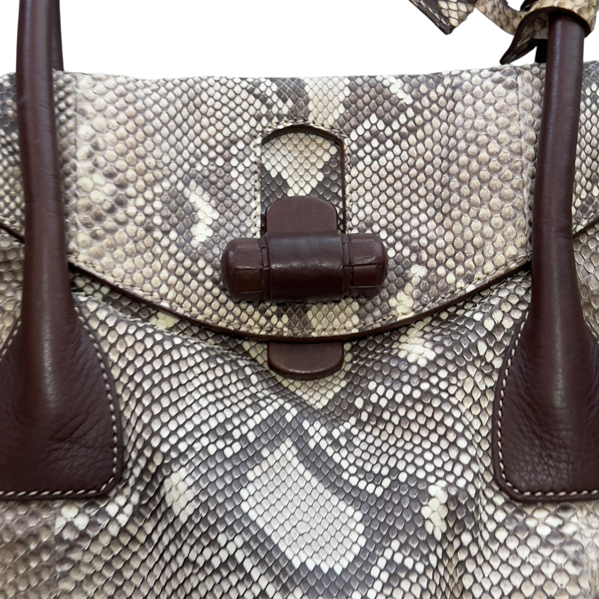 JIL SANDER Real Python Leather Mini Boston Bag " PITONE FOLD "