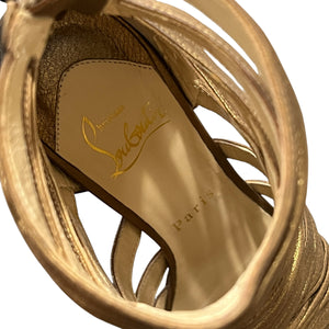 Christian Louboutin Metallic Bronze Leather Tinazata Cutout Sandals