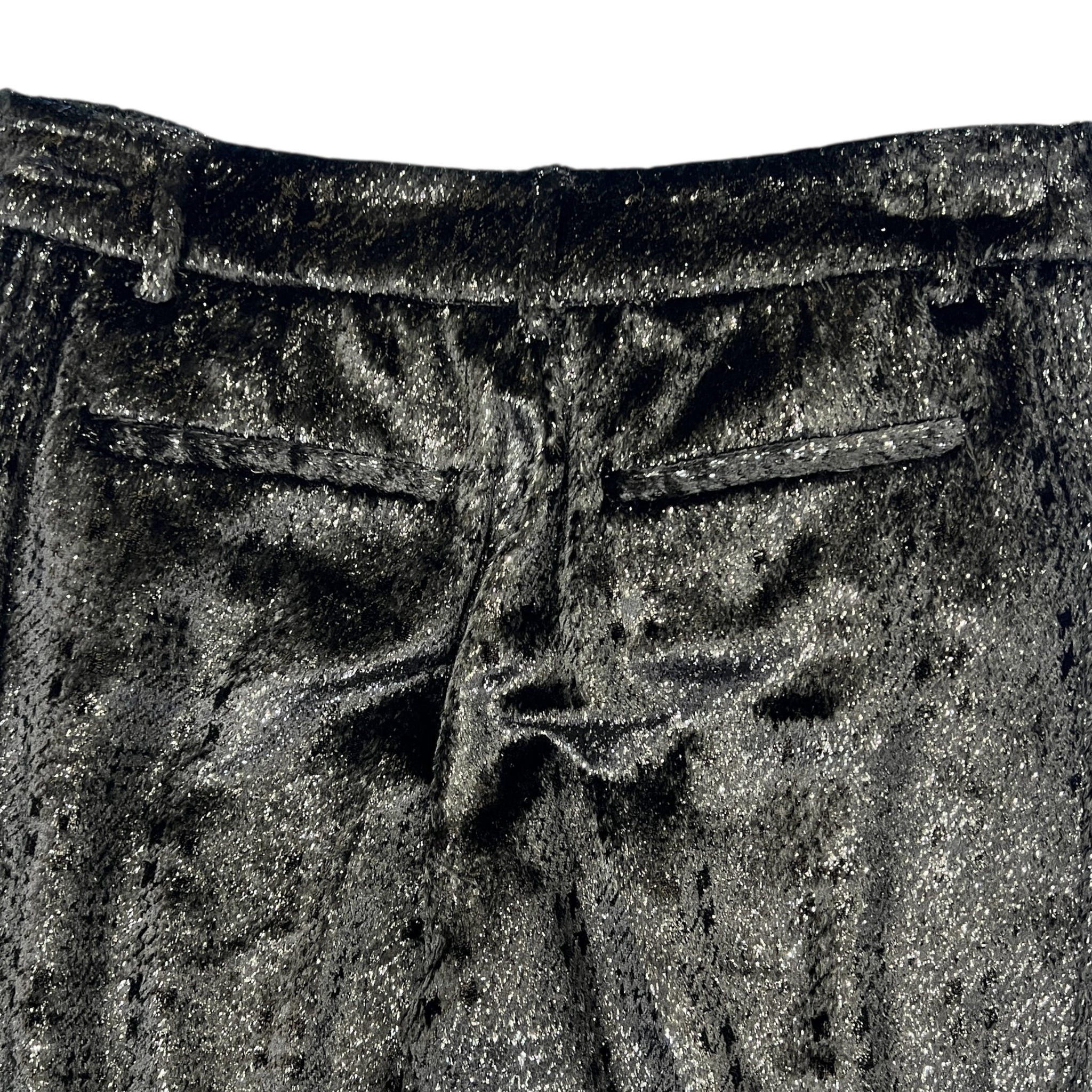 CHANEL 2004 Karl Lagerfeld Lurex Black Houndstooth Trousers