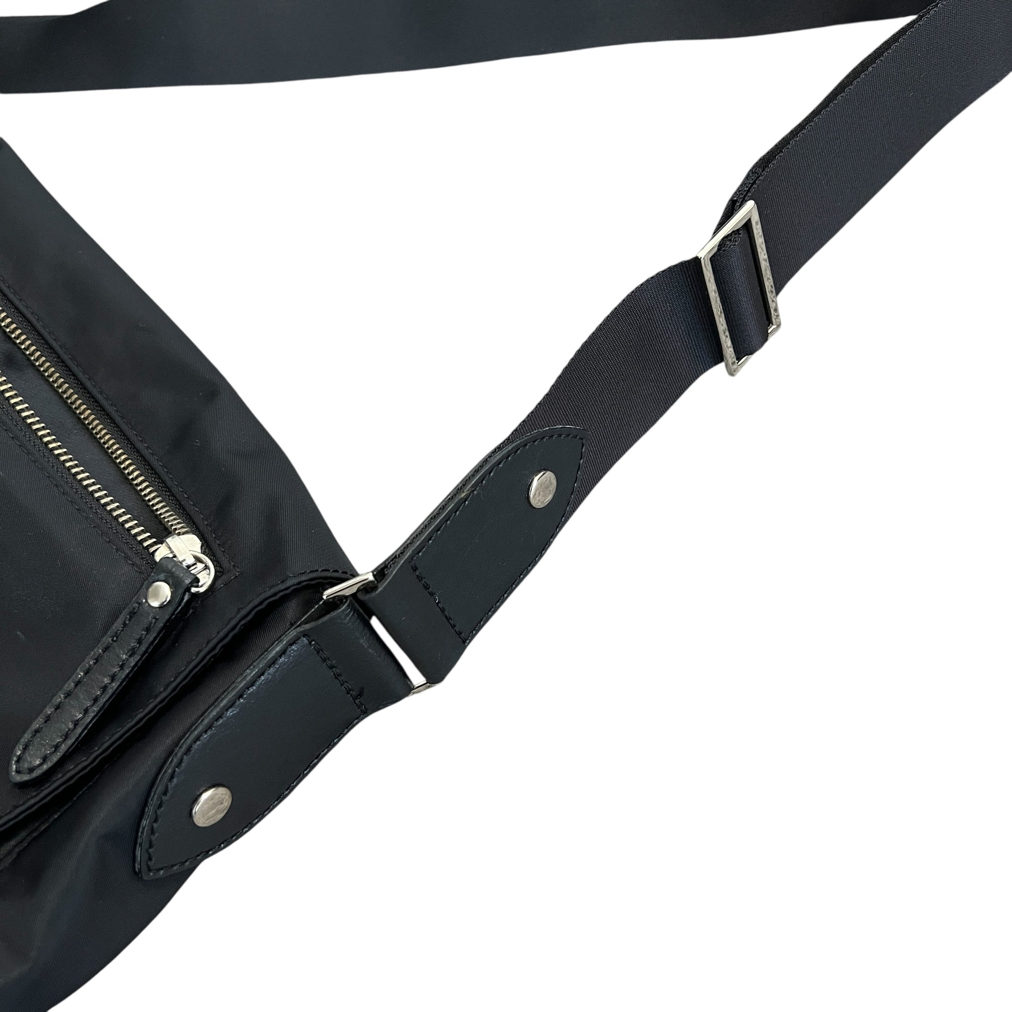 COURREGES Vintage Logo Plate Nylon Crossbody Bag