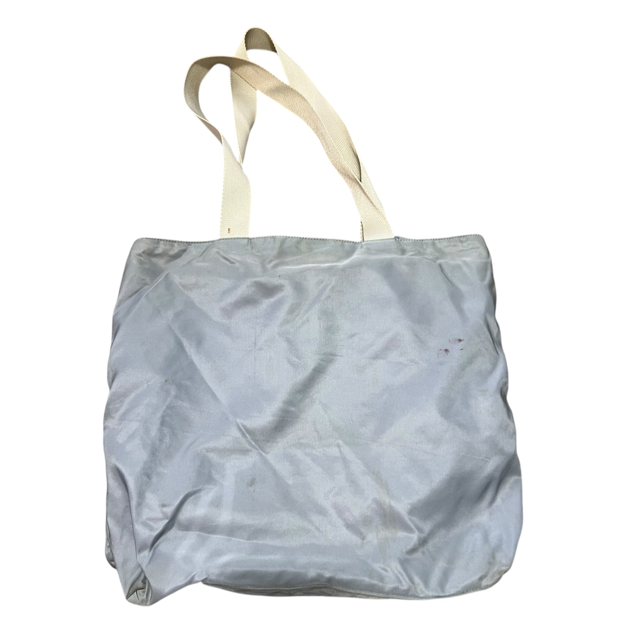 PRADA Leather Straps Logo Plate Nylon Tote Bag