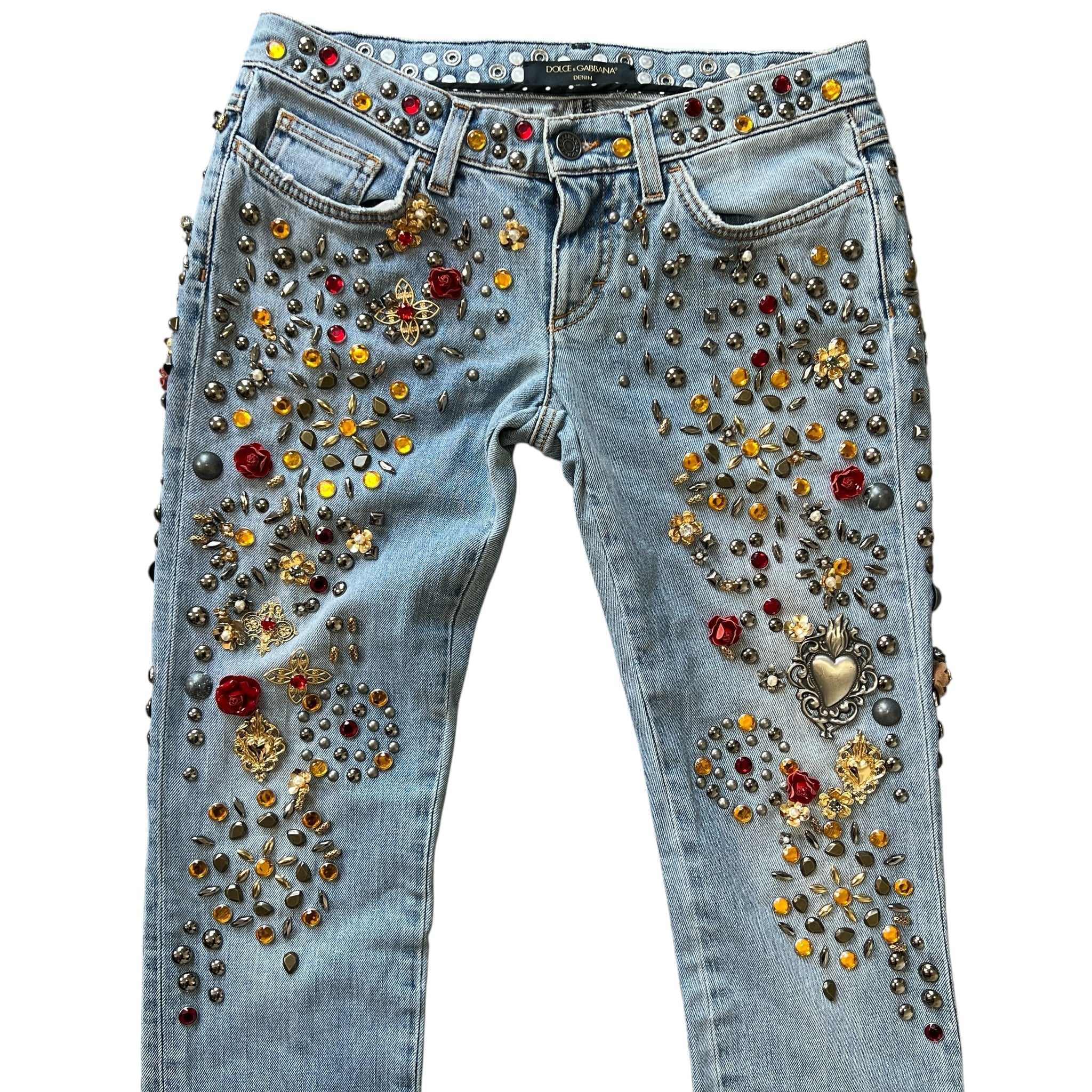 DOLCE&GABBANA 2015SS Embellished Denim Pants
