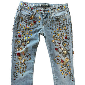 DOLCE&GABBANA 2015SS Embellished Denim Pants