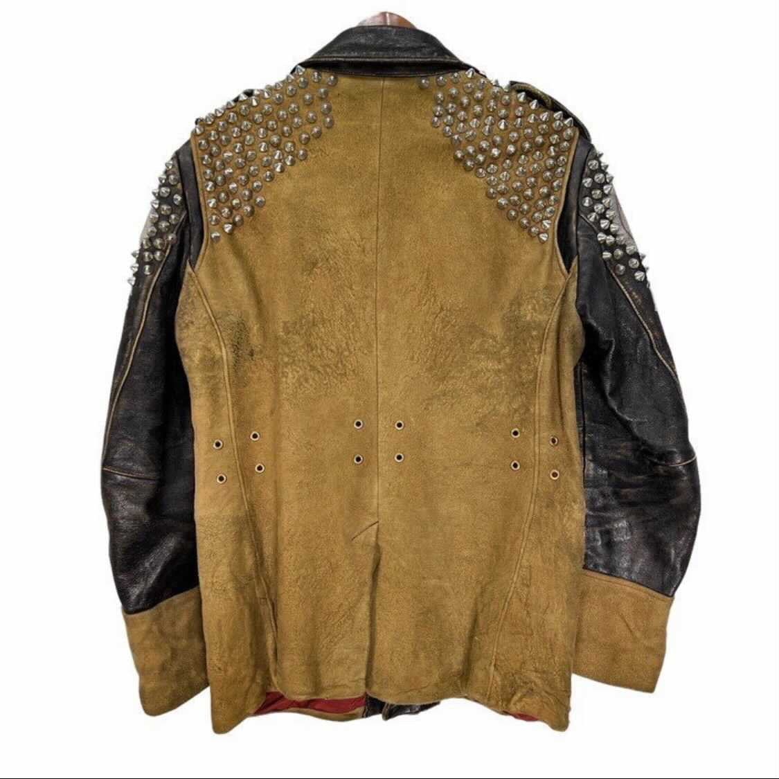 BLACK MEANS 2013AW STUDDED SPIKE LEATHER JACKET
