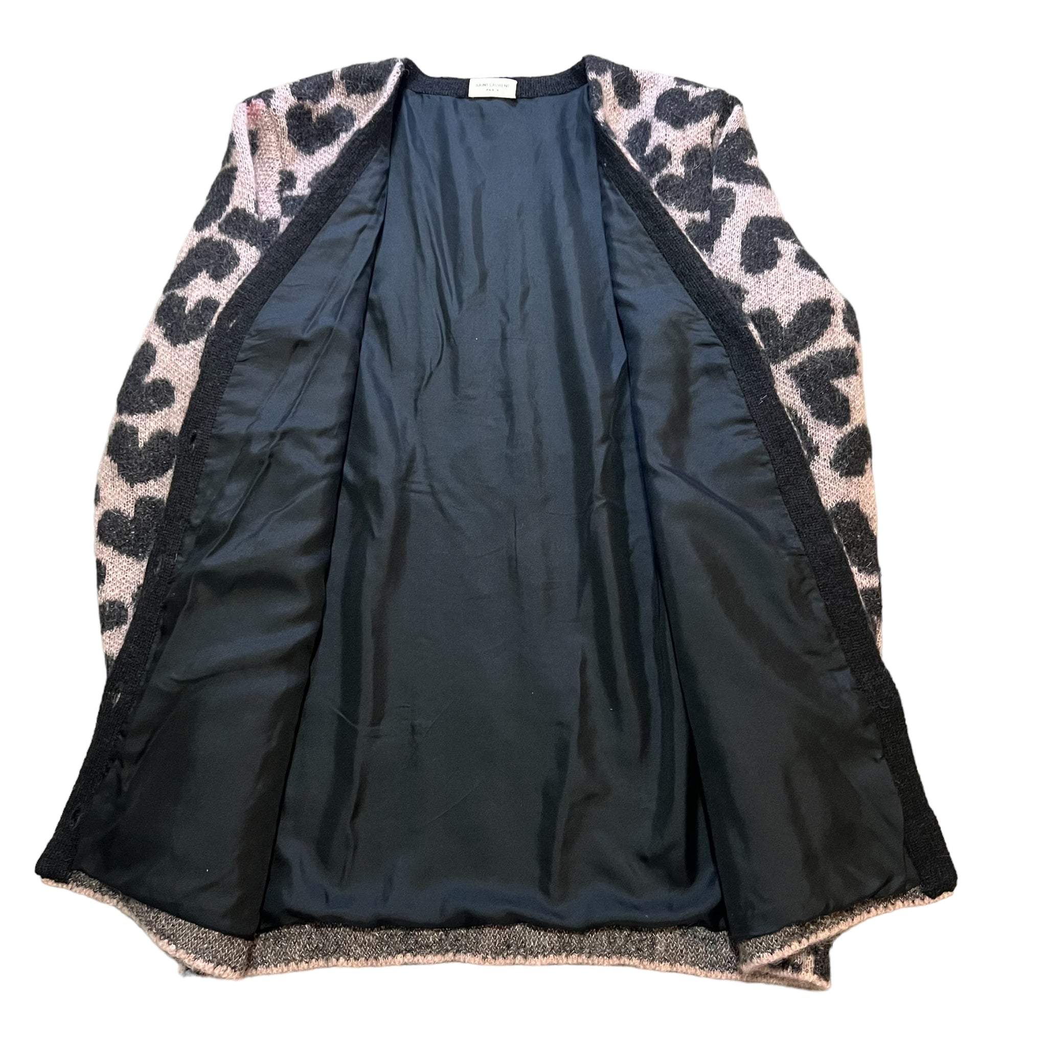 SAINT LAURENT PARIS 2014AW × HEDI SLIMANE HEART PATTERN MOHAIR BREND CARDIGAN PINK