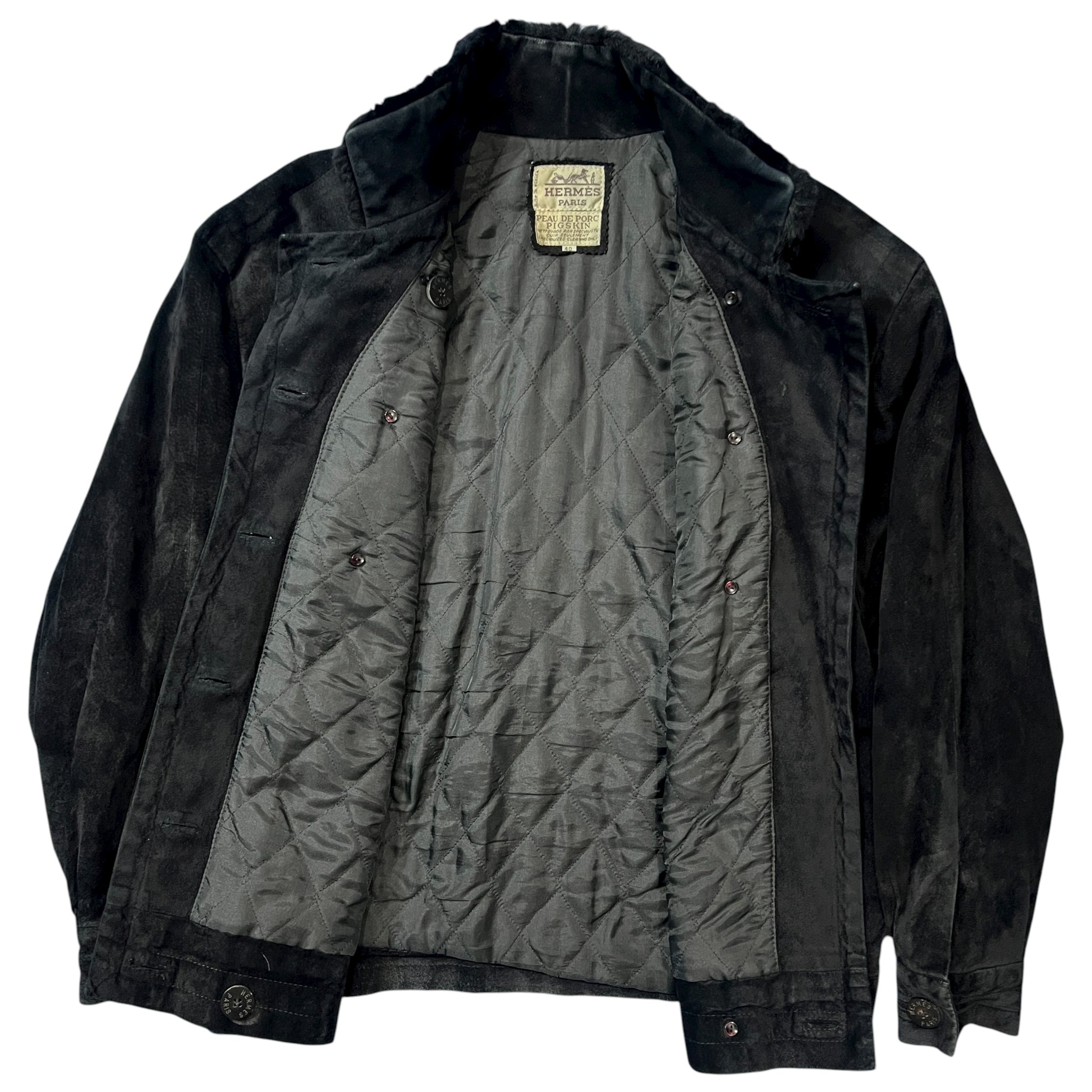 HERMÈS Pigskin Suede Double-Breasted Jacket