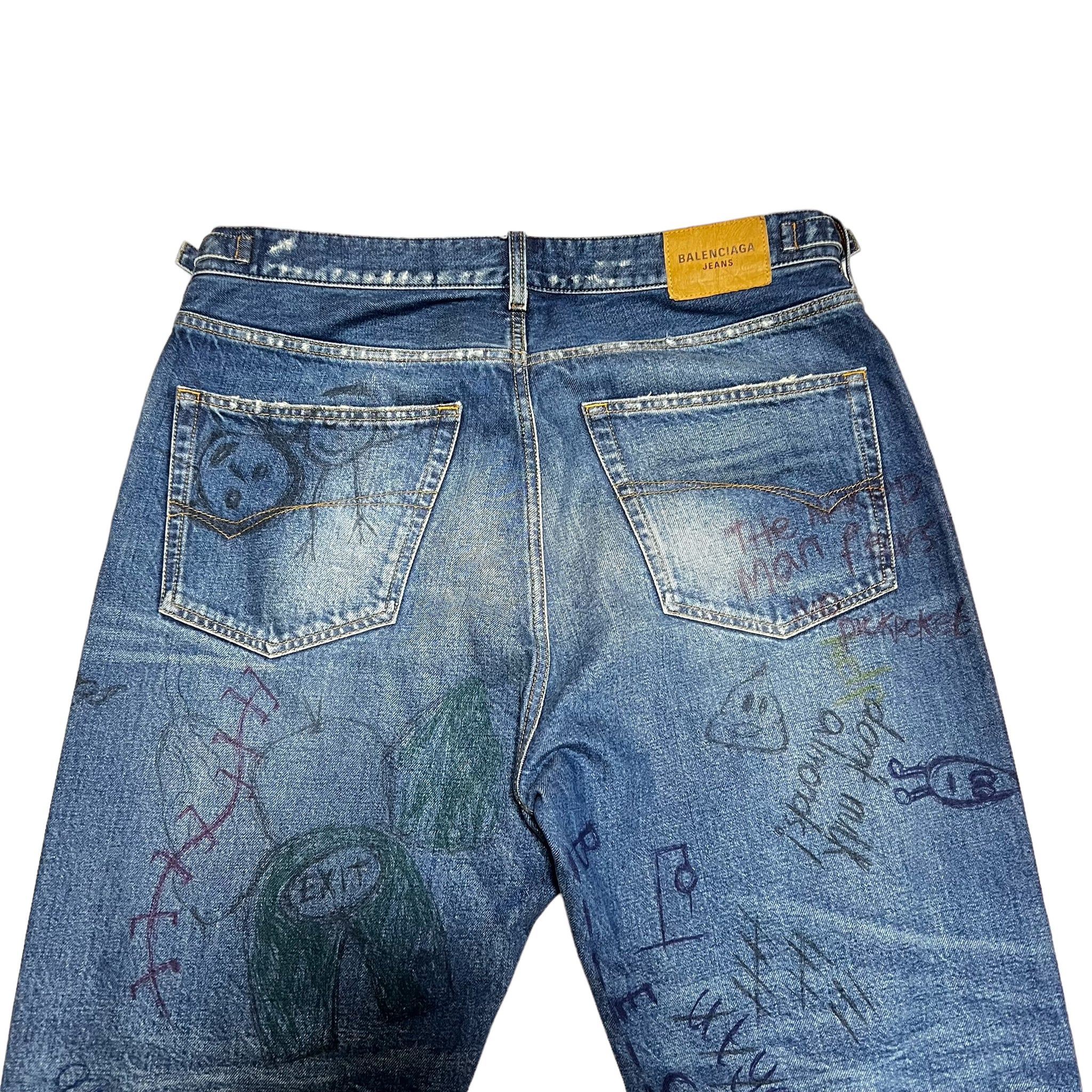 BALENCIAGA 2022AW DISTRESSED HEM GRAFFITI JEANS