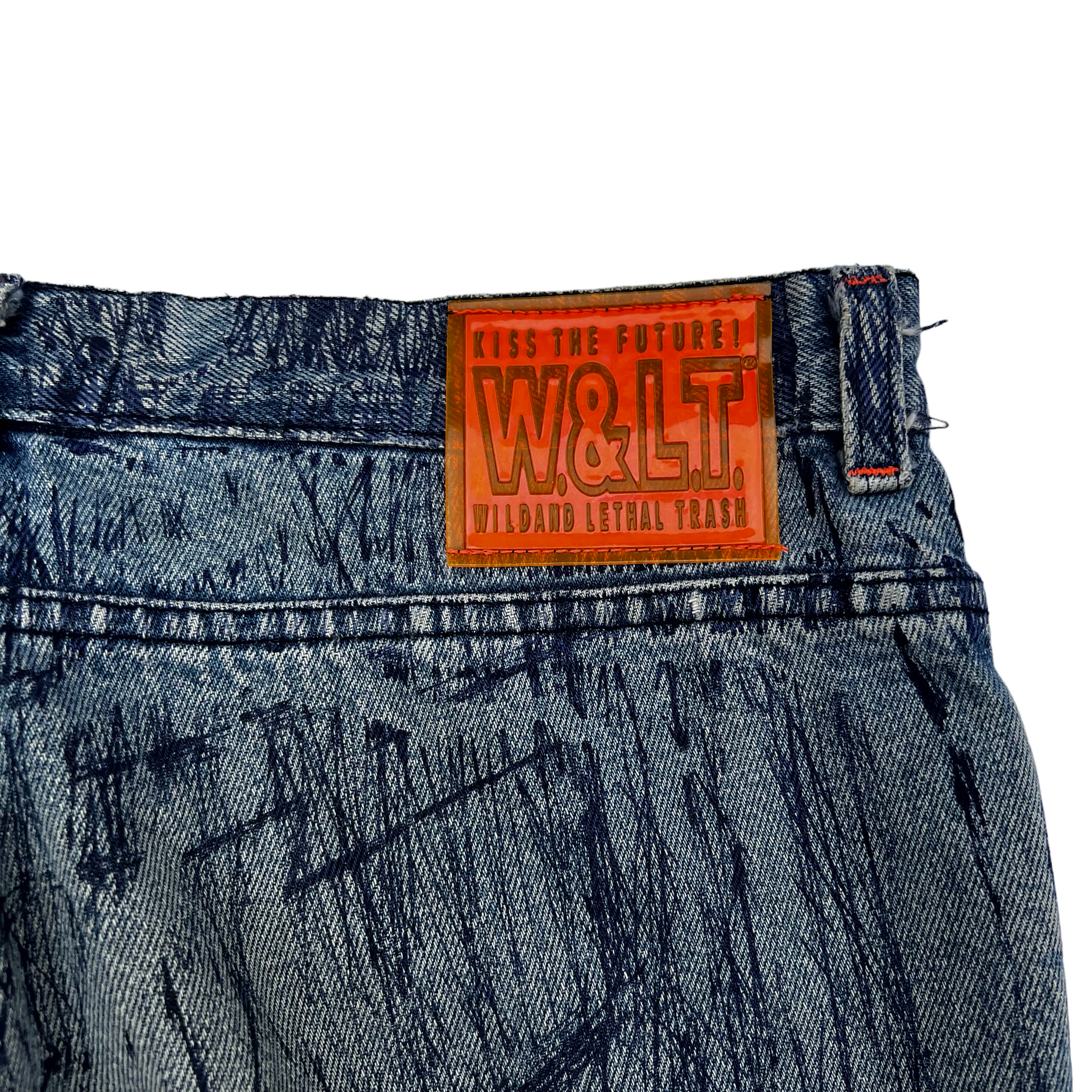 W&LT 1997AW GRAFFITI DENIM PANTS INDIGO WALTER VAN BEIRENDONCK