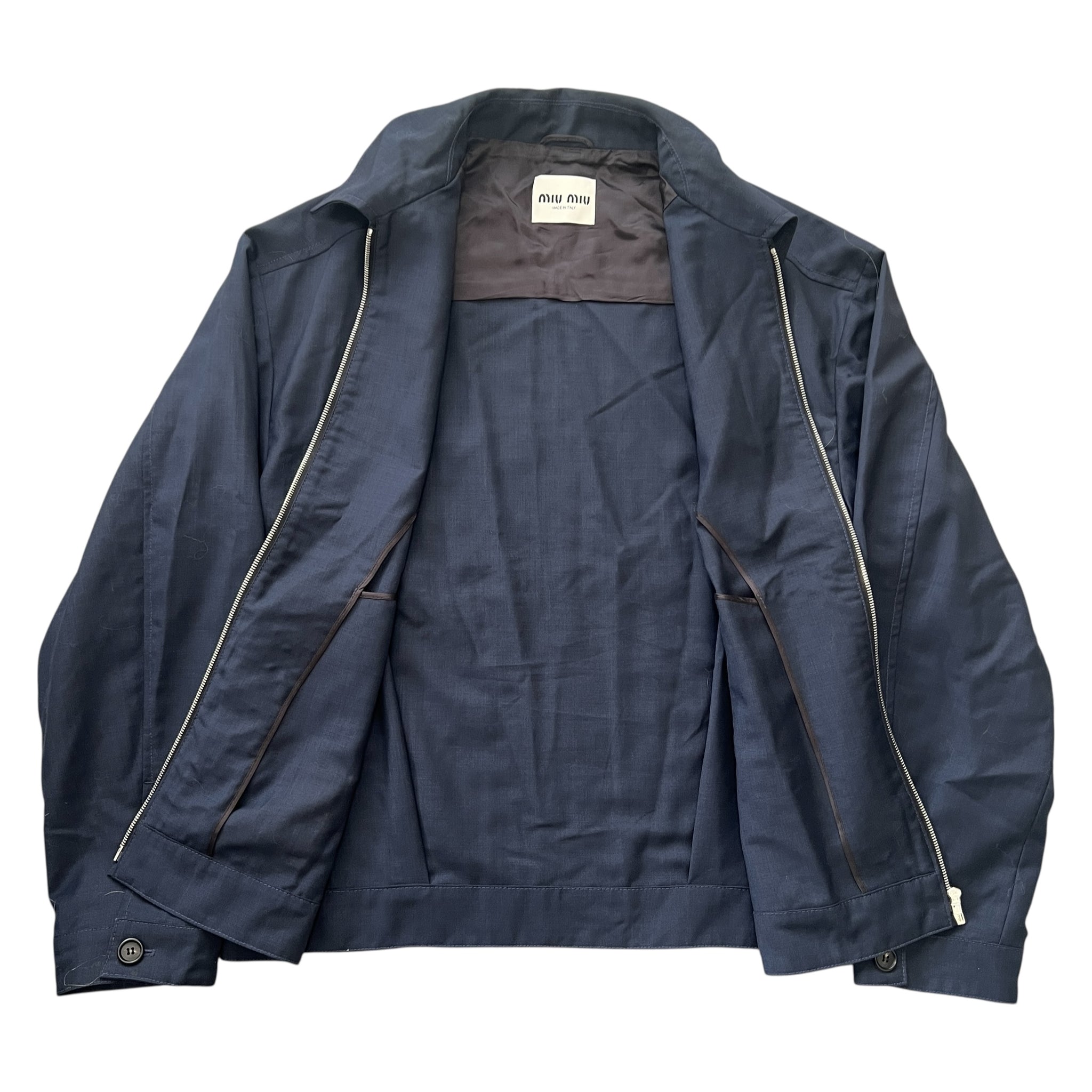 MIU MIU SS2024 Mohair-Blend Zip Blouson Jacket (Navy / Made in Italy)