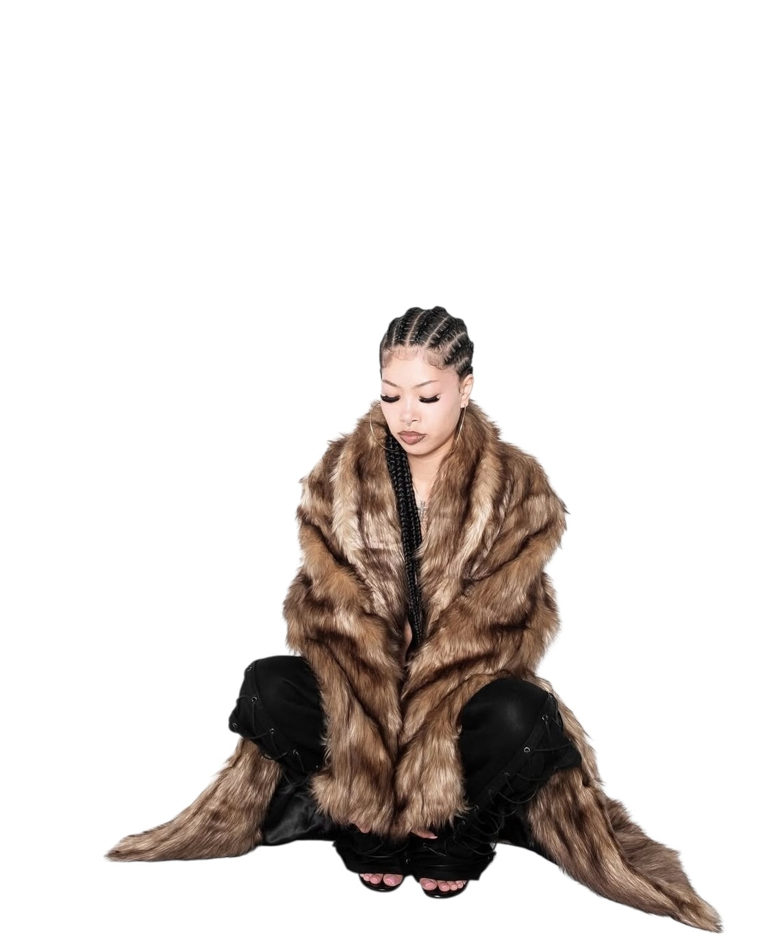 NO MASS PROD. A Line Vegan Fur Coat