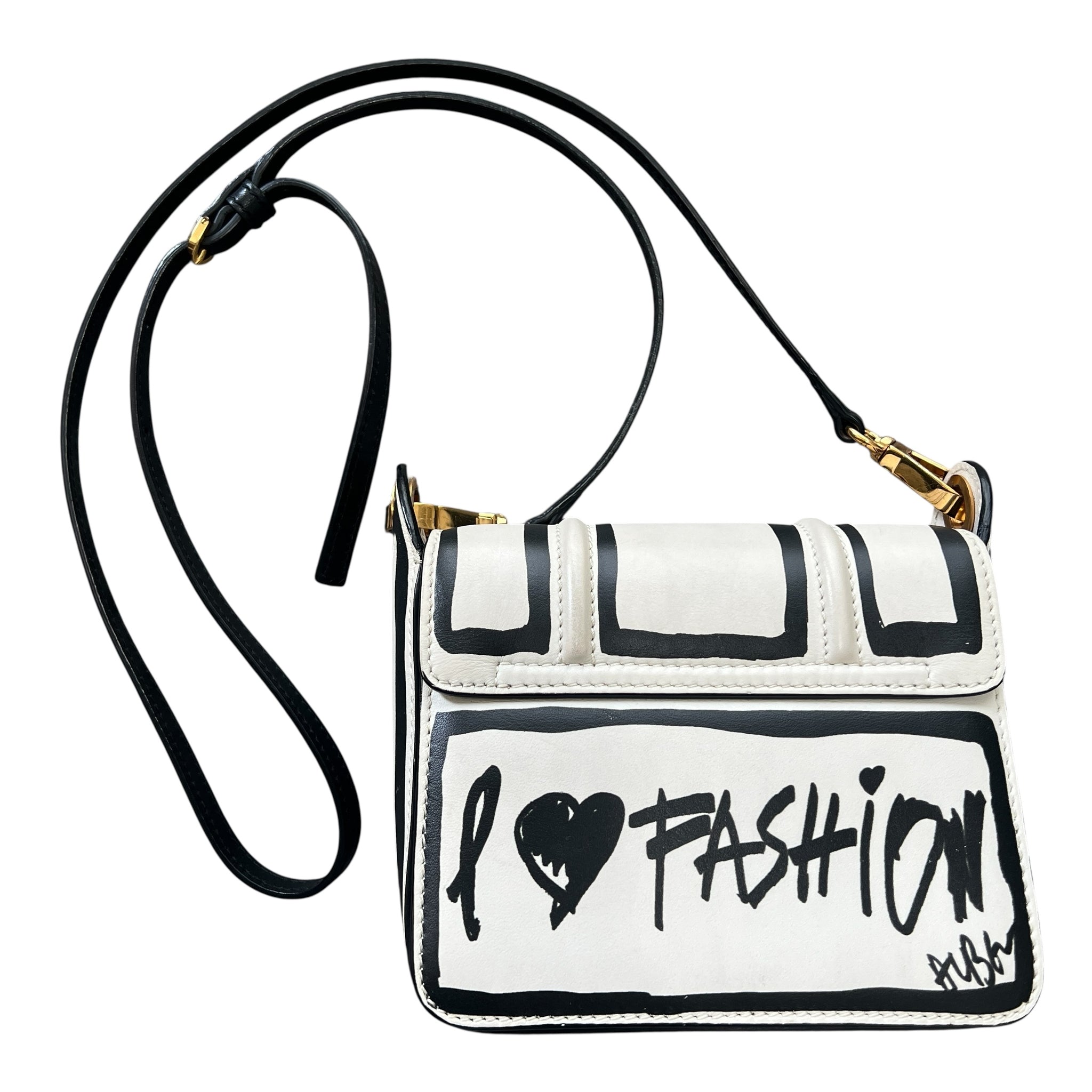 LANVIN 2016SS × Alber Elbaz  Trompe-l'oeil Graffitied Leather Shoulder Bag