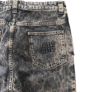 MIU MIU 2023SS Marbleized Garment‑dyed Gabardine Jacket and Stainless Steel Marbleized Back Logo Denim Pants