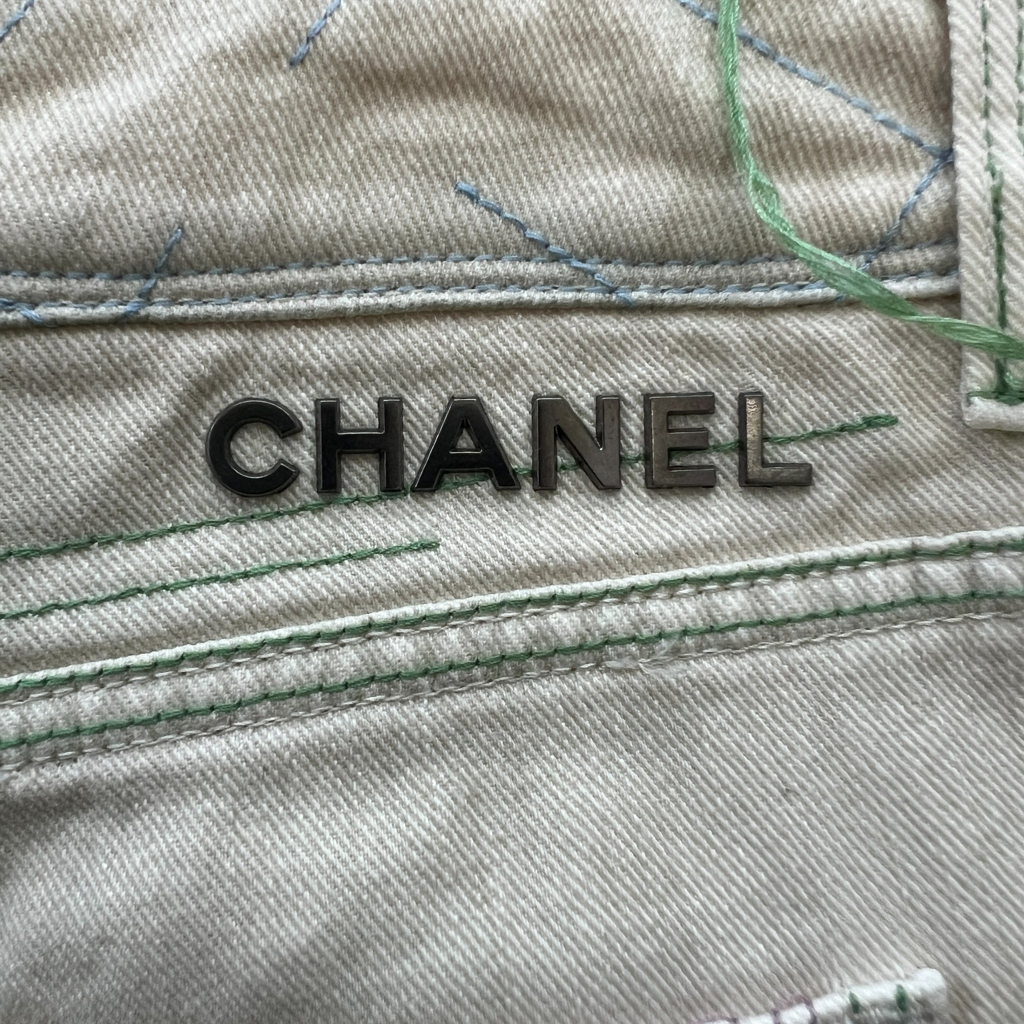 CHANEL Vintage Stitch Straight Denim Pants