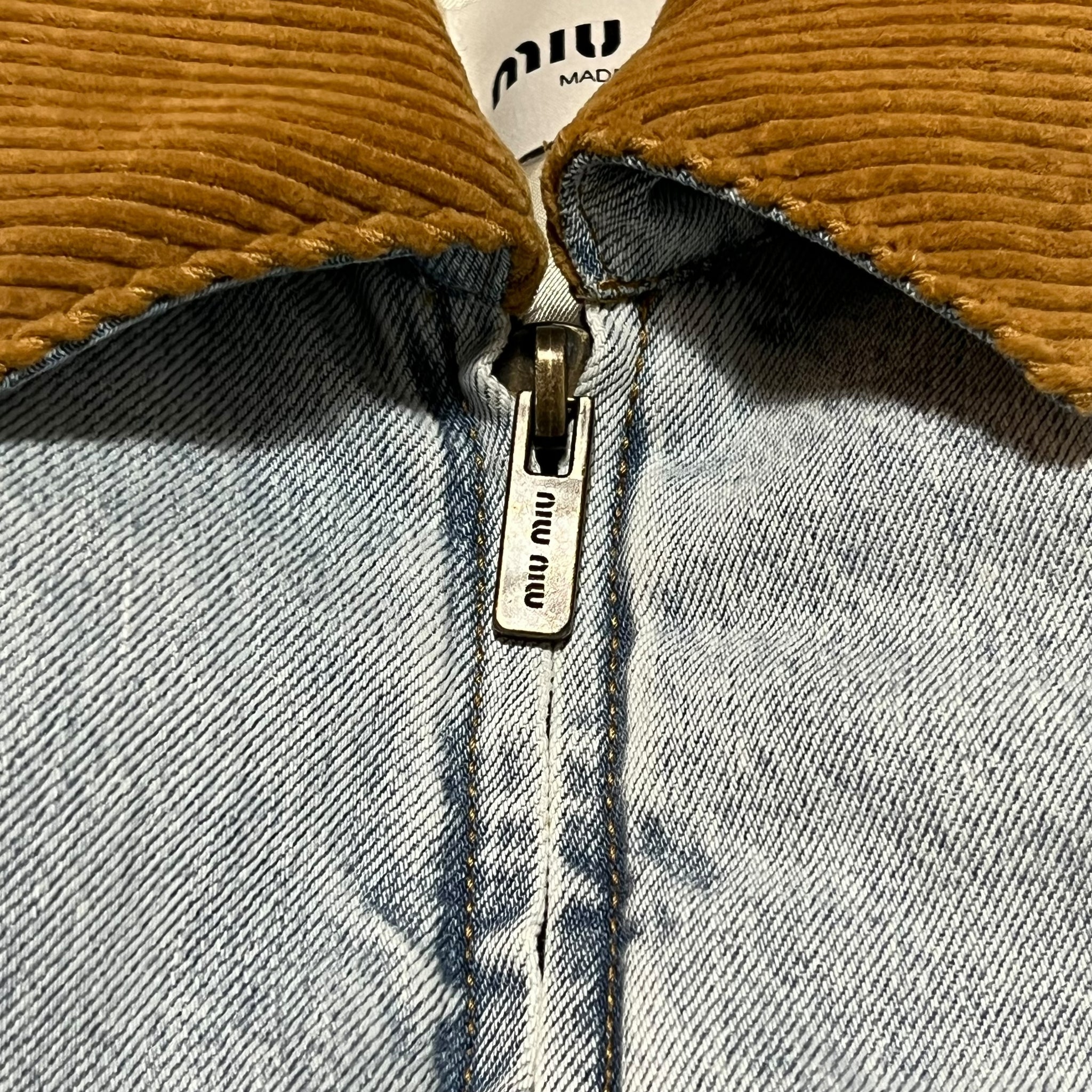 MIU MIU 2024FW Velvet Corduroy Collar Denim Jacket