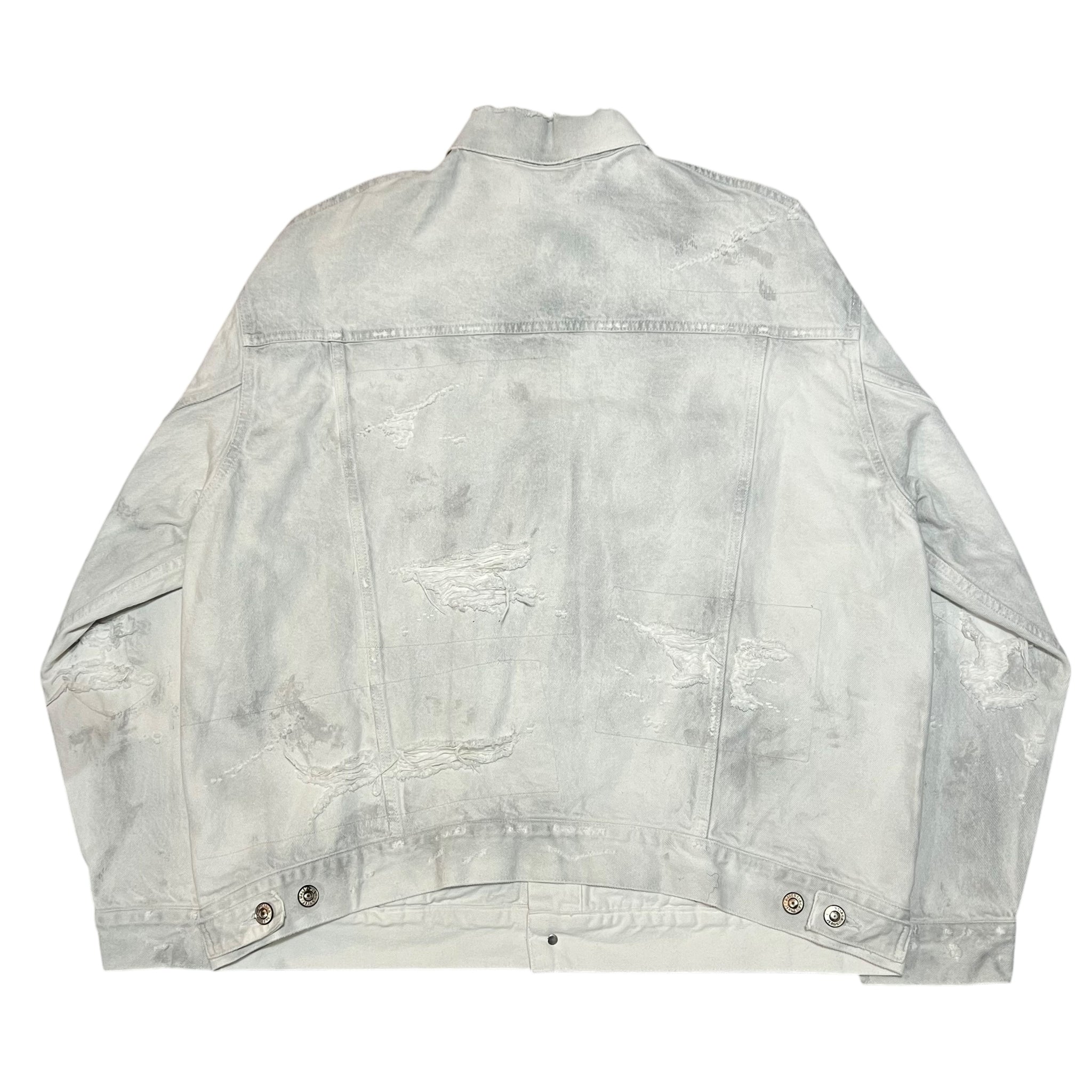 BALENCIAGA 2021SS DISTRESSED THRASH WHITE DENIM JACKET