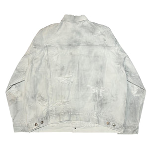 BALENCIAGA 2021SS DISTRESSED THRASH WHITE DENIM JACKET
