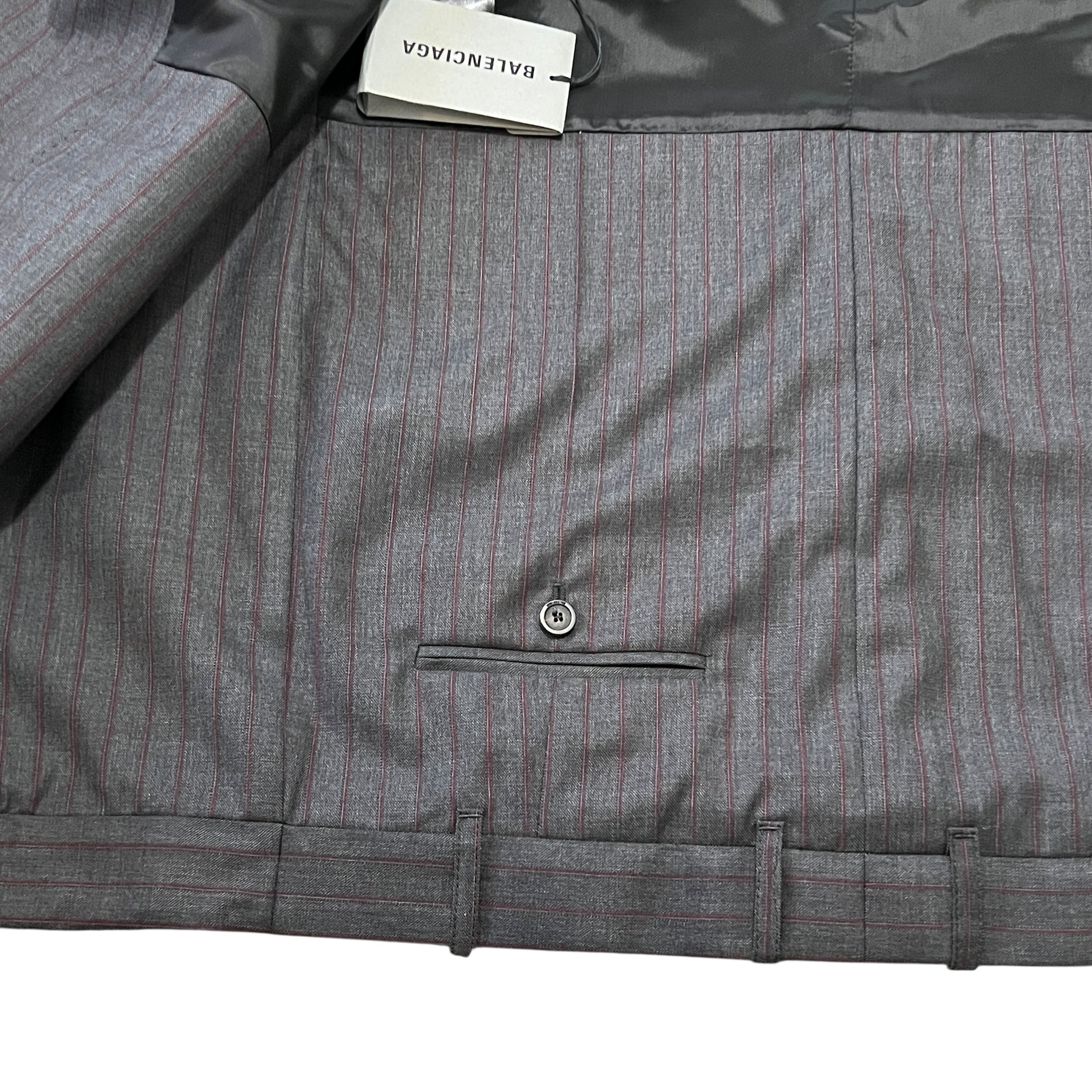 BALENCIAGA 2023 Winter Look9 Pinstripe Tailoring Wool Deconstructed Double Jacket 1360 X