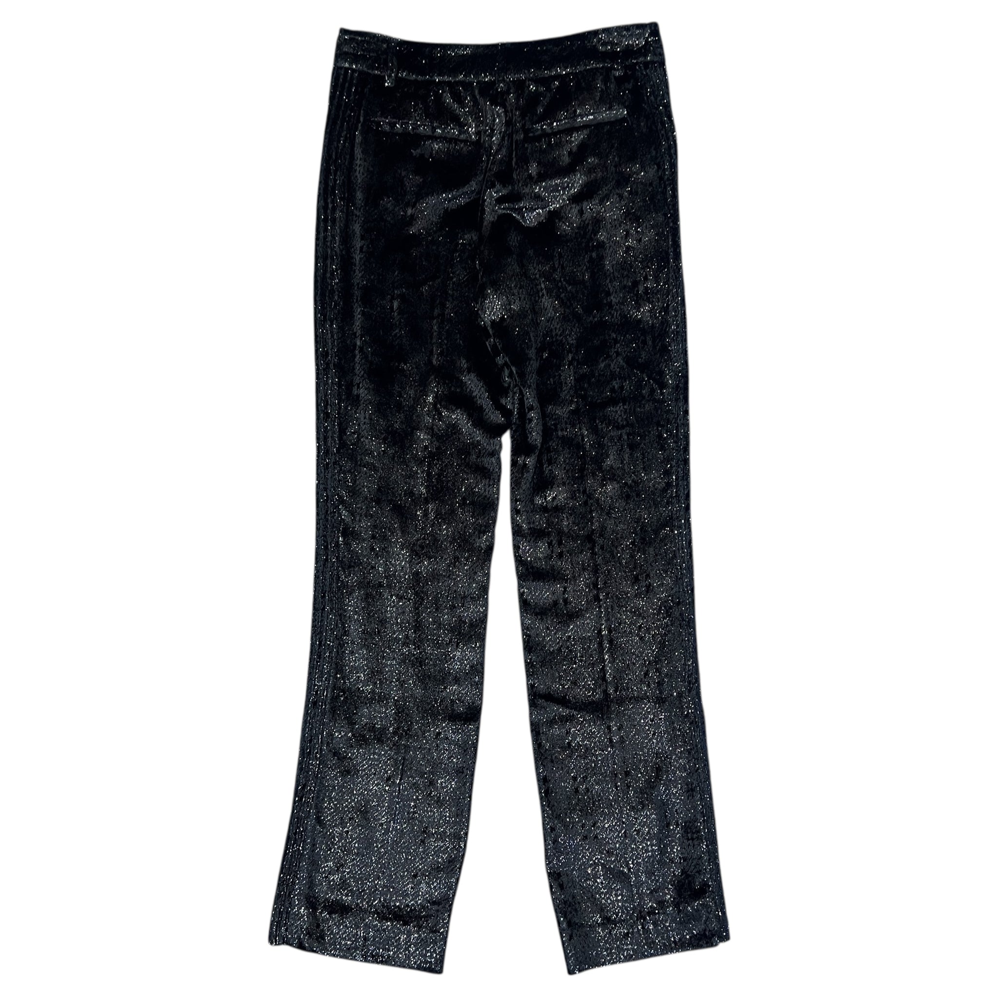CHANEL 2004 Karl Lagerfeld Lurex Black Houndstooth Trousers