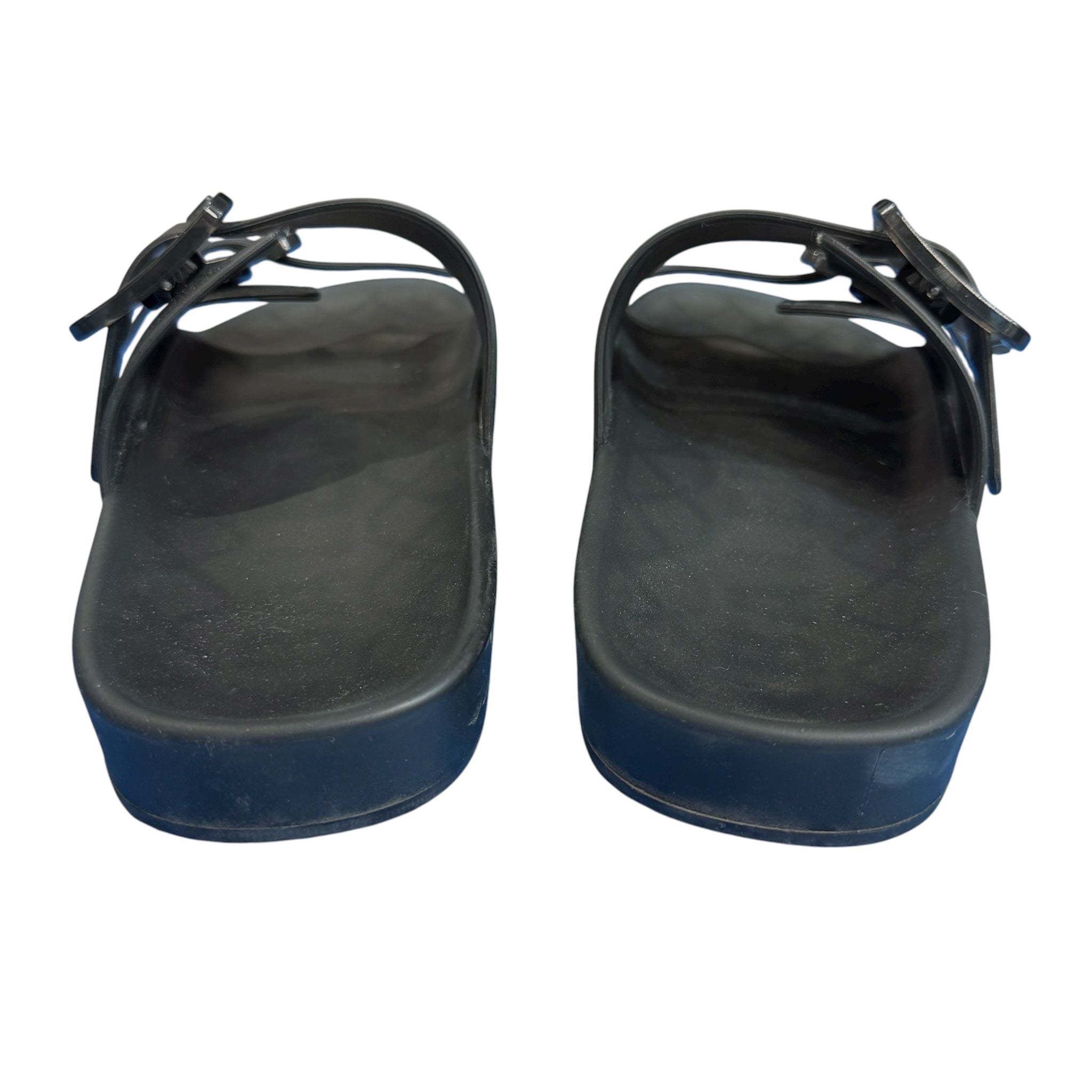 BALENCIAGA Two-Strap Leather Sandals black