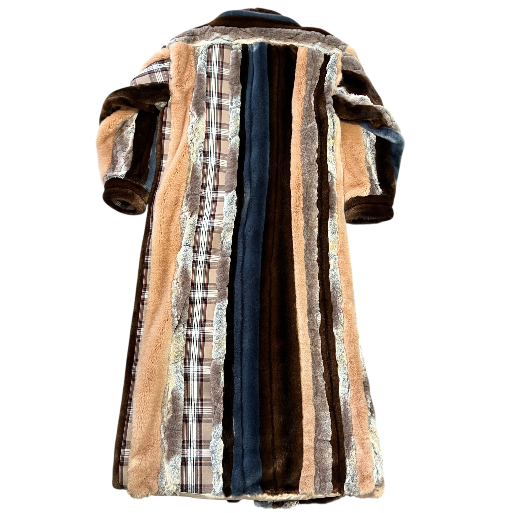 Y/PROJECT 2018-19AW Stripe Faux Fur Check Coat