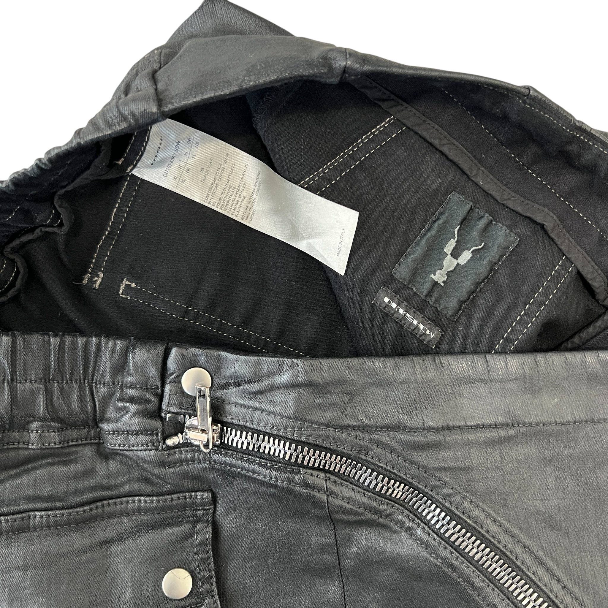 RICK OWENS DRKSHDW 2019AW Black Wax Air Cut Jogger