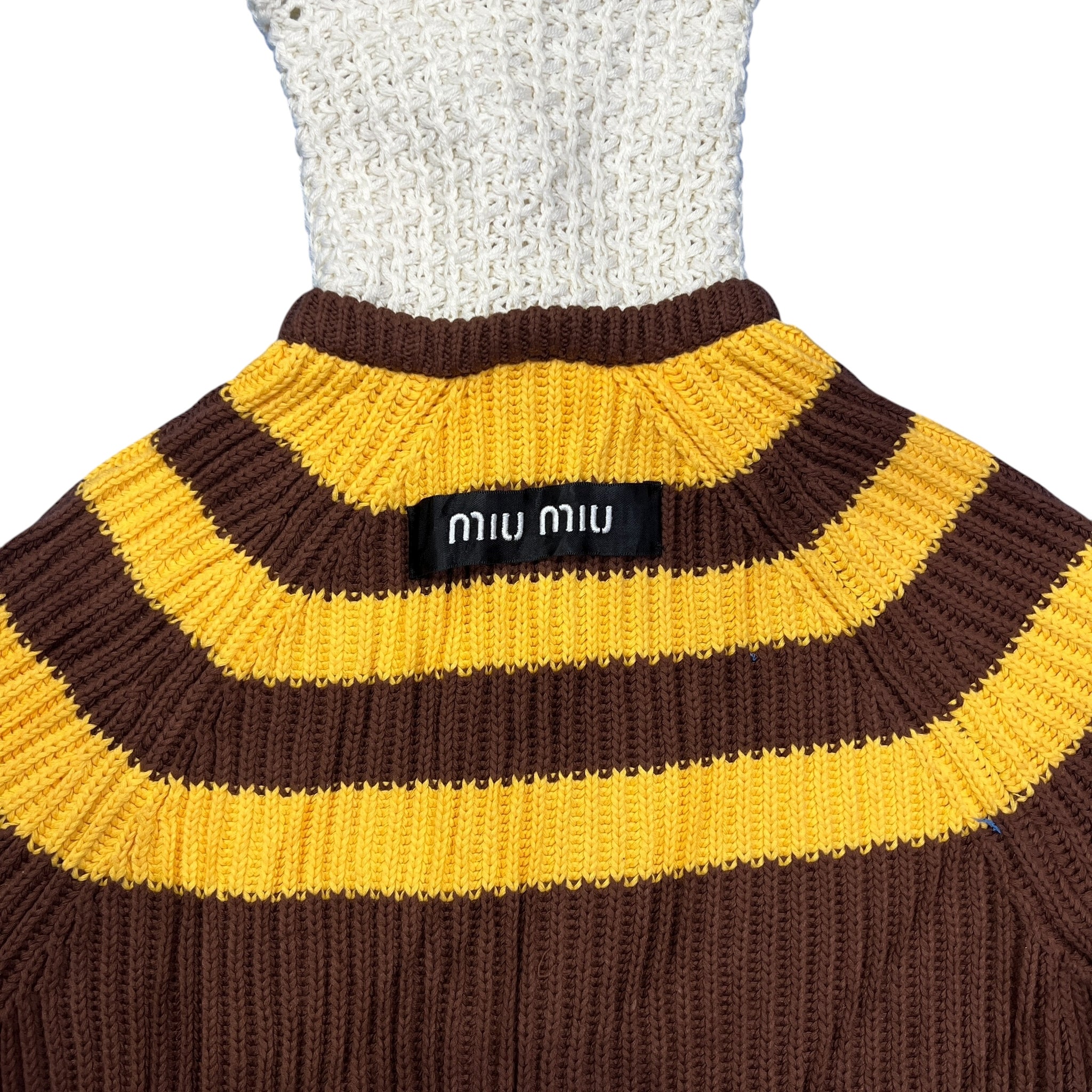 MIU MIU 2020AW Miuccia Prada Striped Mock Neck Cardigan