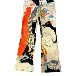 JUST CAVALLI Vintage Boots Cut Painting Pants