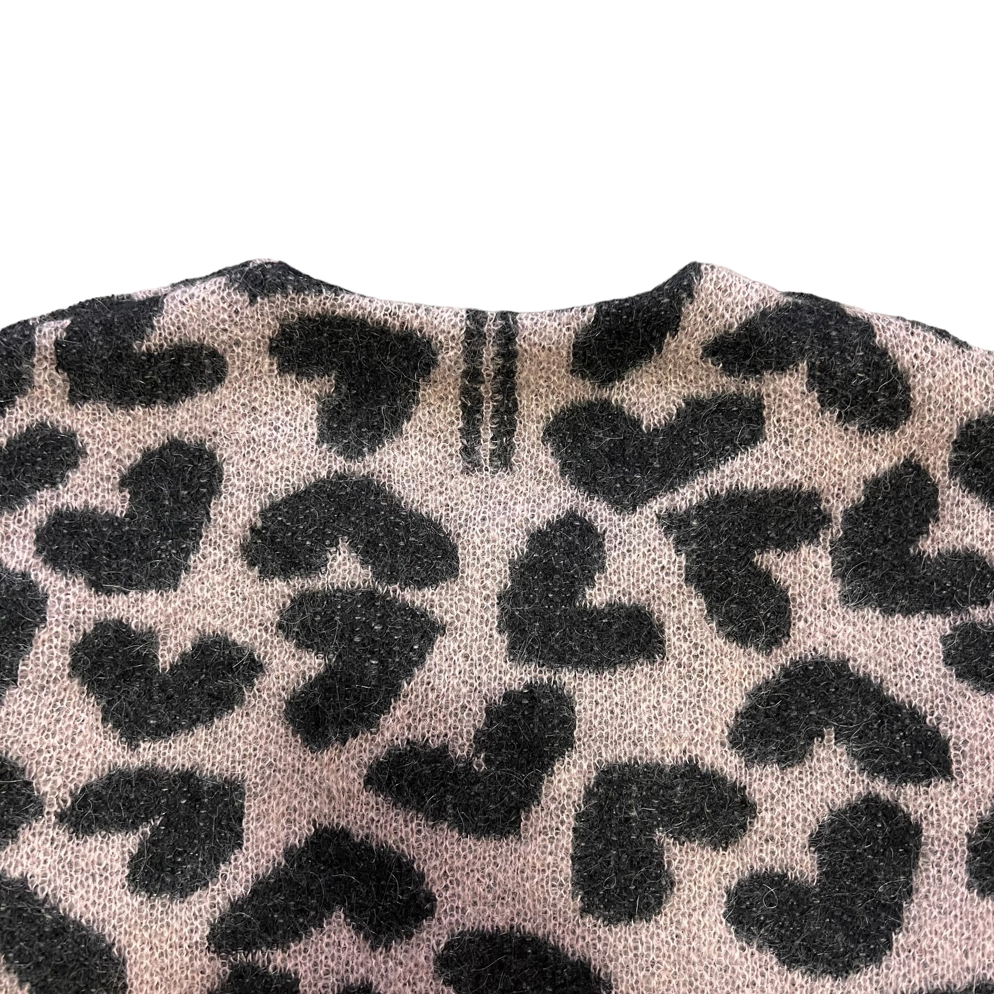 SAINT LAURENT PARIS 2014AW × HEDI SLIMANE HEART PATTERN MOHAIR BREND CARDIGAN PINK