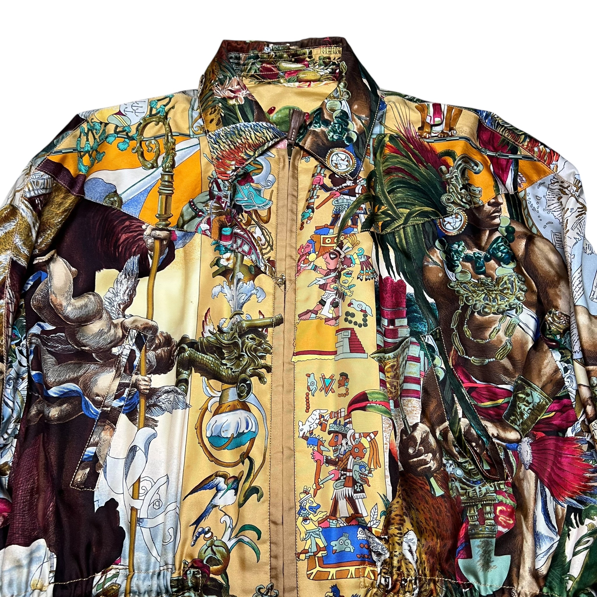 Hermes 1992 Hermes Rare historical silk r Reversible - Art by kermit Oliver