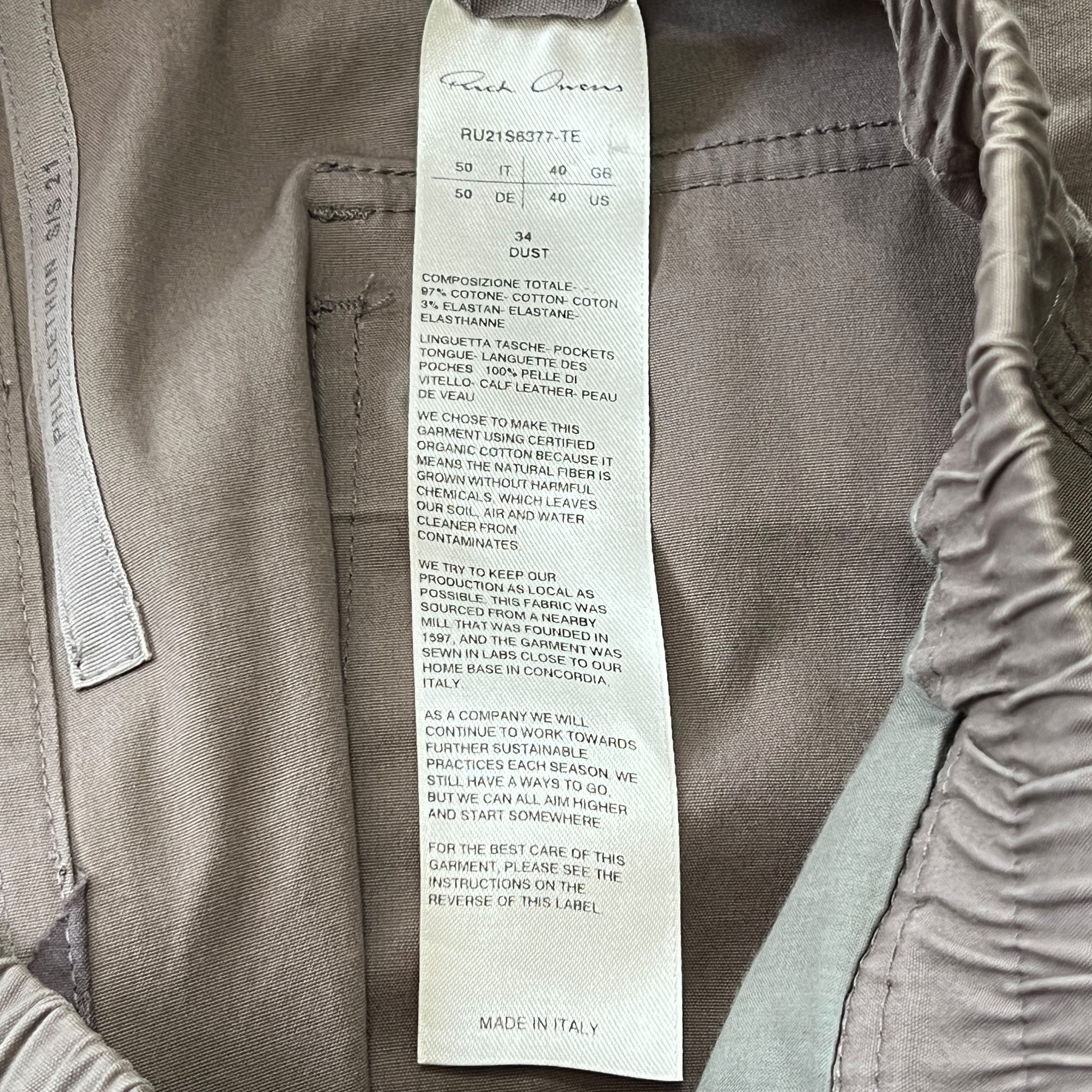 RICK OWENS 2021SS Bauhaus Cargo Pants