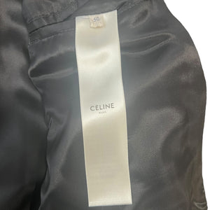 CELINE × HEDI SLIMANE 2021AW TEDDY BLACK LEATHER SLEEVE MELTON BODY VARSITY JACKET