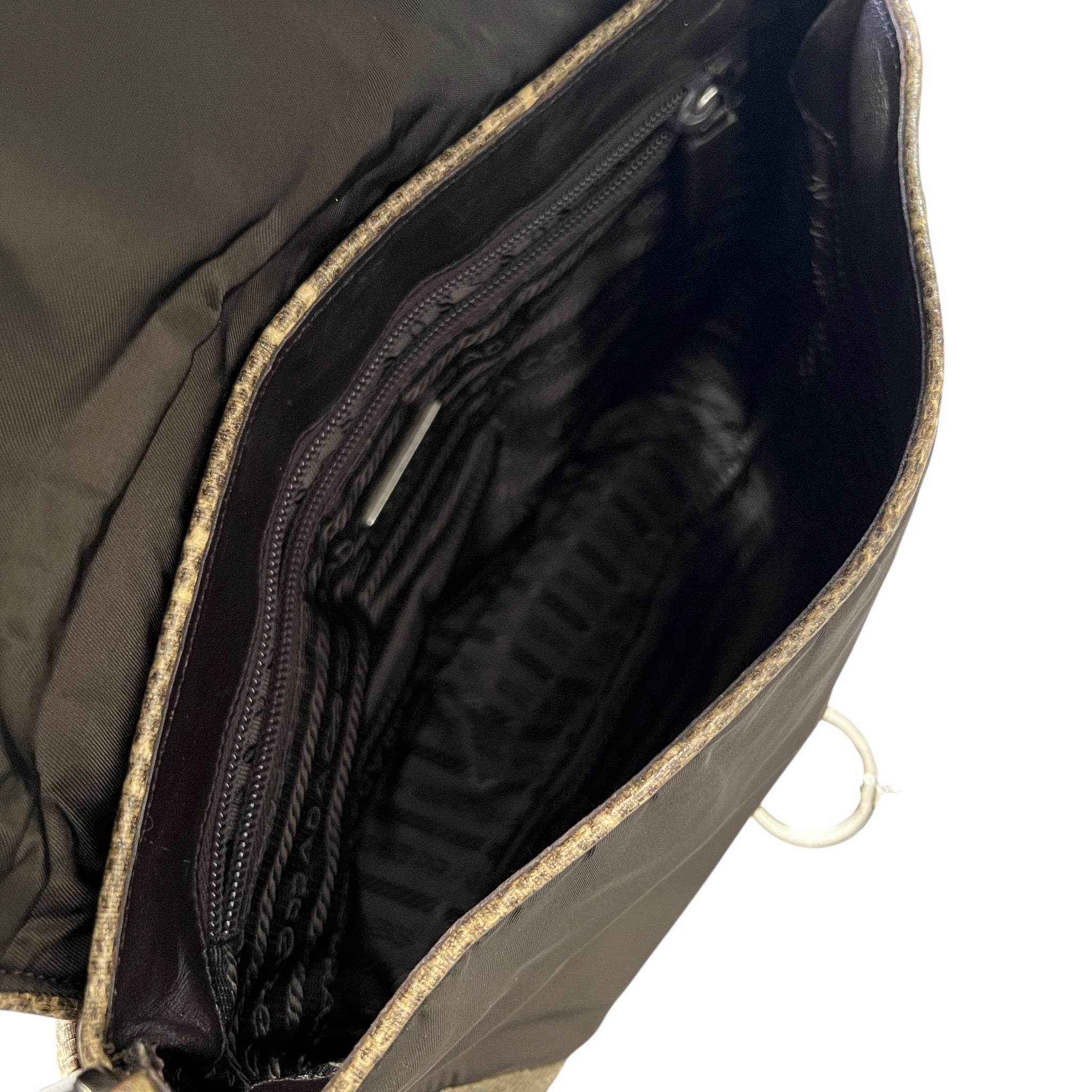 PRADA Vintage One Shoulder Bag Python Embossing  Tessuto Nylon × Leather