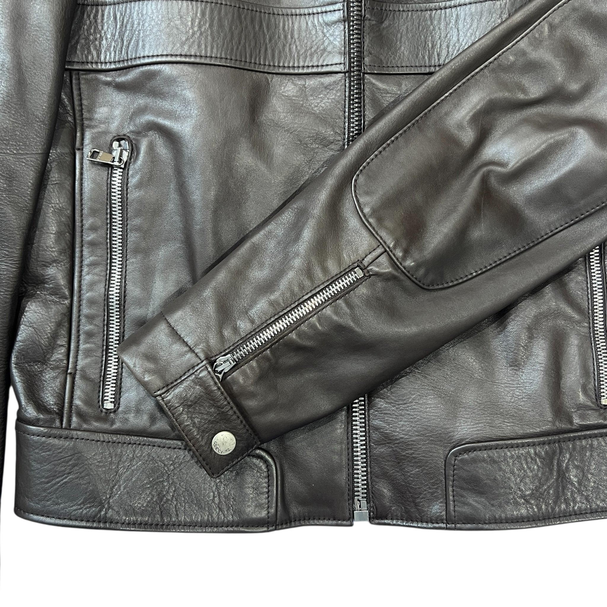 GUCCI 2004AW TOM FORD Horse Leather Black Cafe Moto Biker Jacket