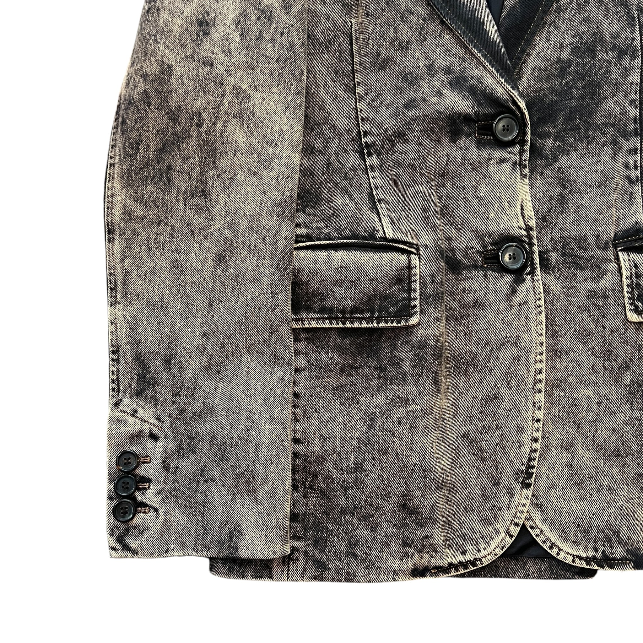 MIU MIU 2023SS Marbleized Garment‑dyed Gabardine Jacket and Stainless Steel Marbleized Back Logo Denim Pants