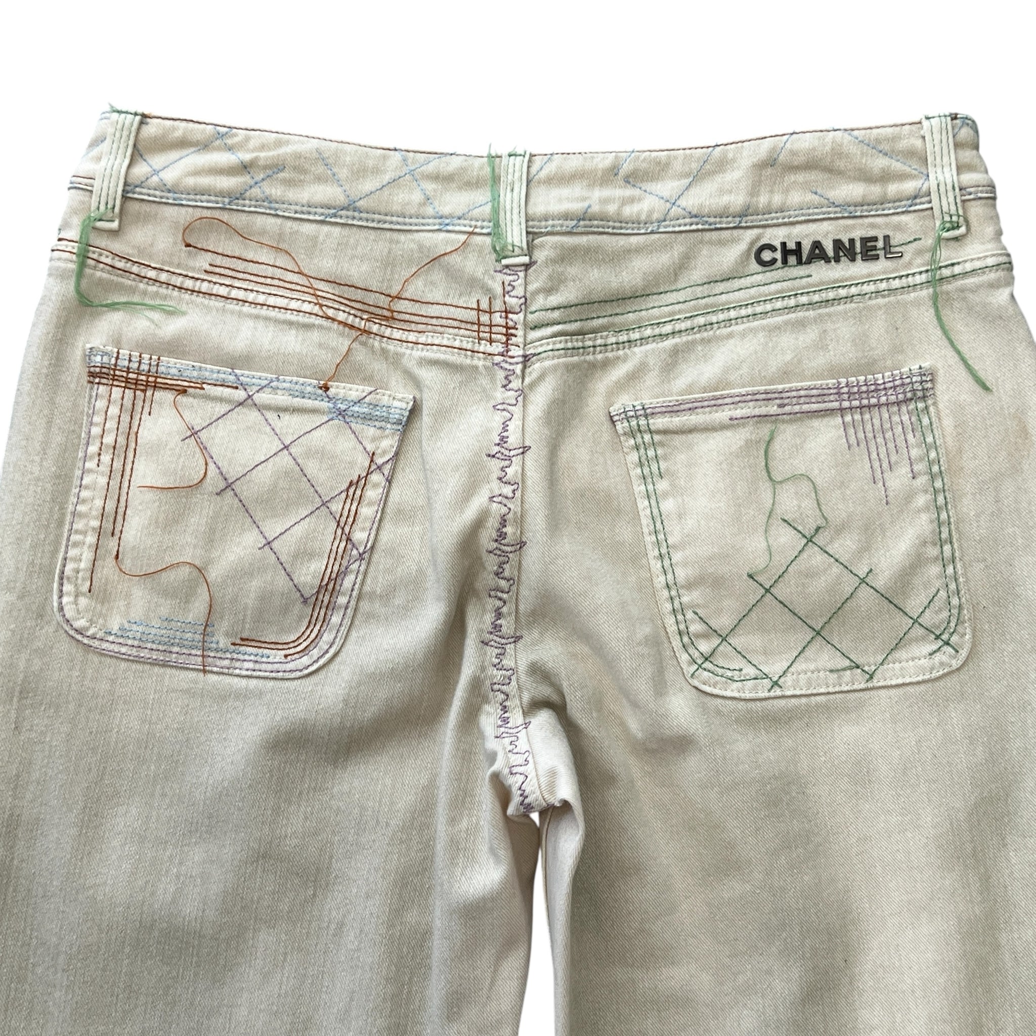 CHANEL Vintage Stitch Straight Denim Pants