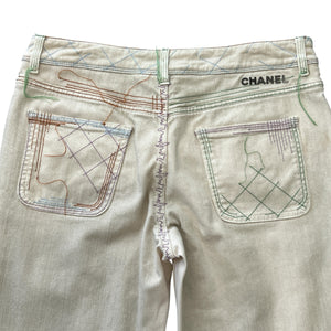 CHANEL Vintage Stitch Straight Denim Pants
