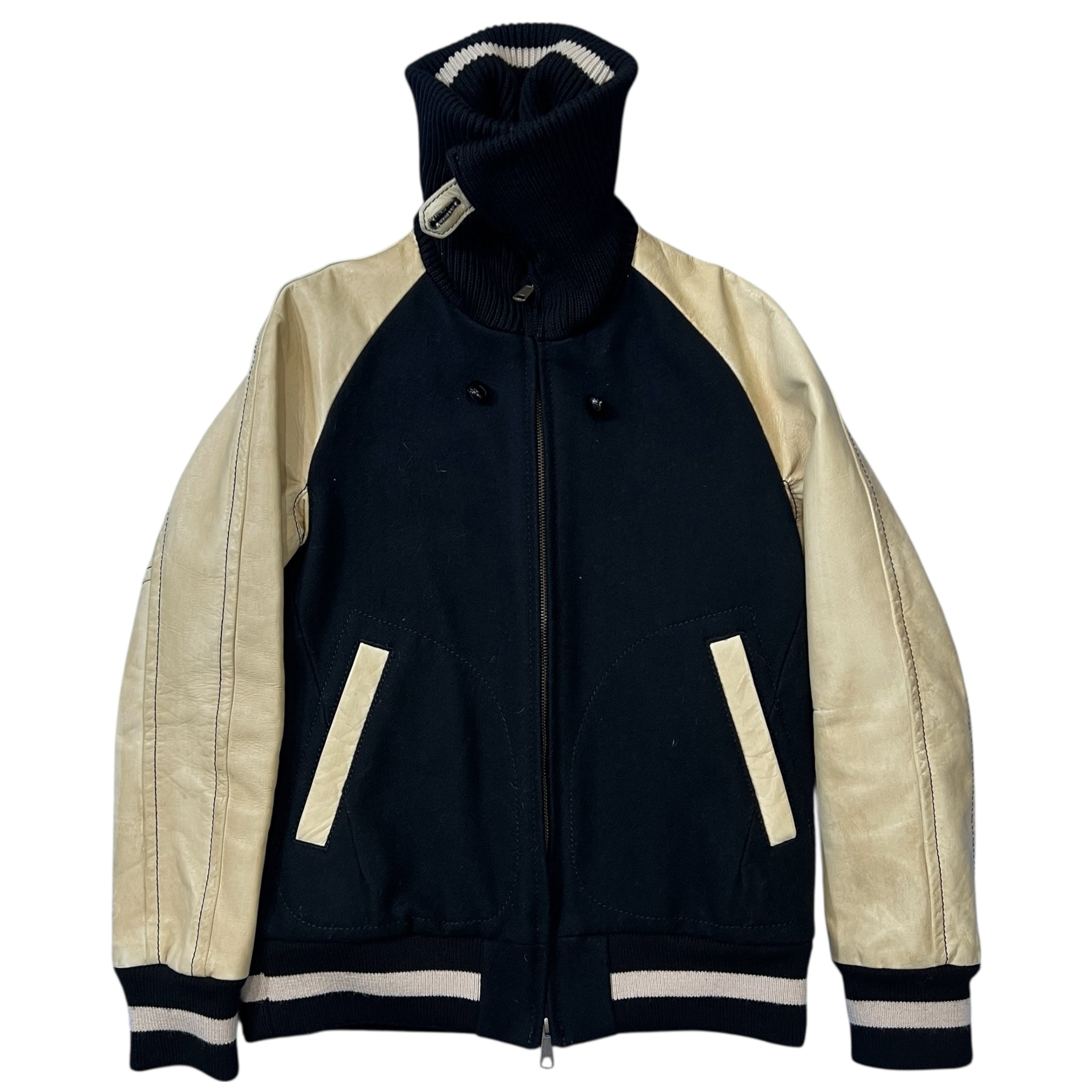 NUMBER (N)INE 2011 Reprint 2008 Original Leather Wool Switching Jacket