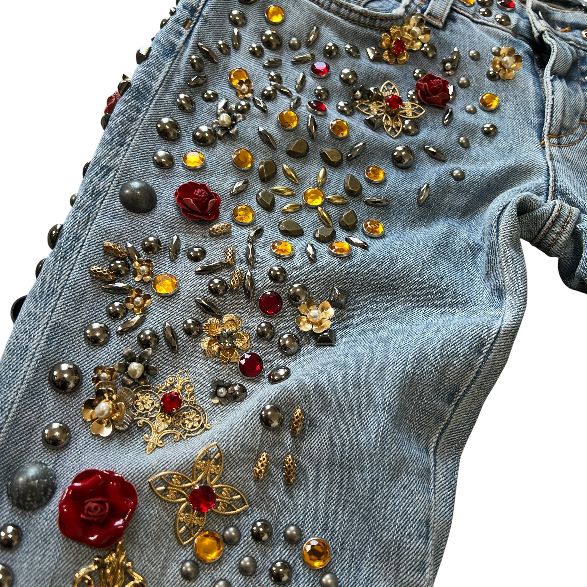 DOLCE&GABBANA 2015SS Embellished Denim Pants