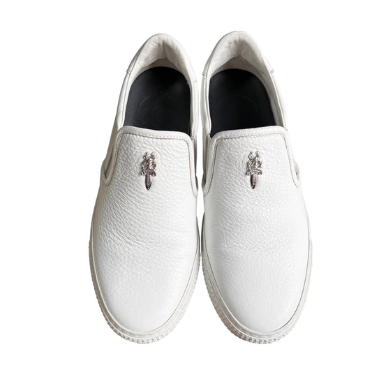 CHROME HEARTS CH PLUS LEATHER PUTCH DAGGER SLIP-ON SNWAKER WHITE