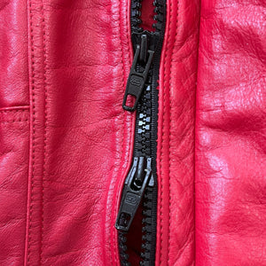 BALENCIAGA FW2019 Moto Calf-Leather Oversized Bomber Jacket in Red (Made in Italy)