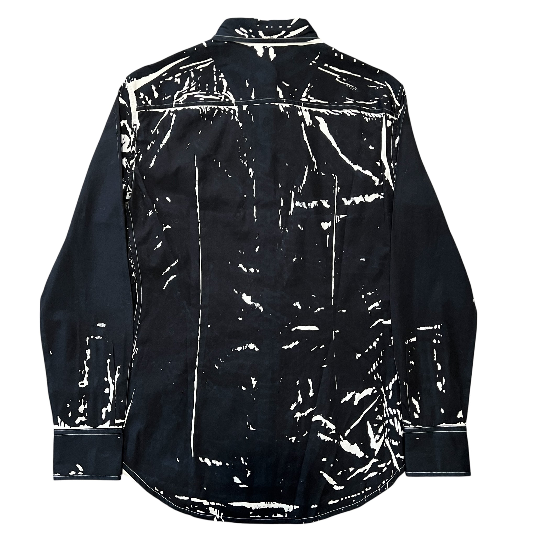 PRADA Tromp l'oeil White Paint Printed Shirt