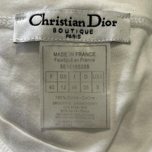 Christian Dior × John Galliano 2005SS Floral Embellished Rhinestone T-Shirt White