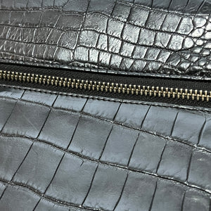 Real Crocodile Leather Asymmetric Zip Design Shoulder Bag