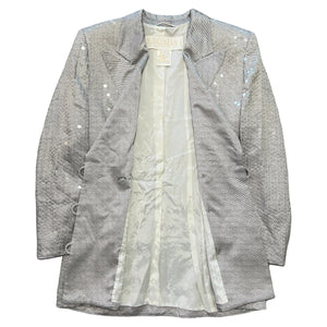 ESCADA By Margaretha Ley Sequined Glitter Silver Double Blazer