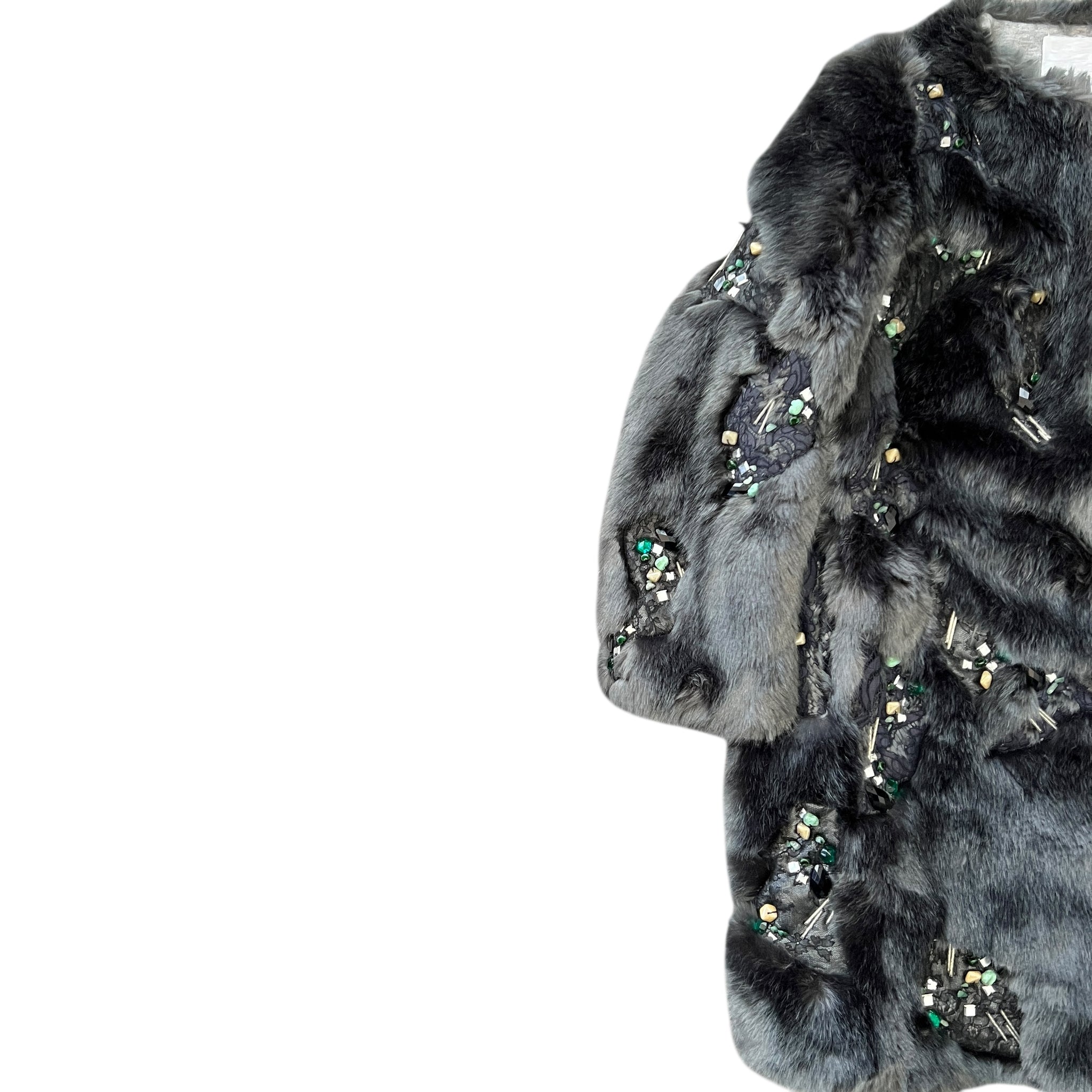 KOCHE 2016-17 Autumn Winter Embellished Faux Fur Coat with Lace & Beads