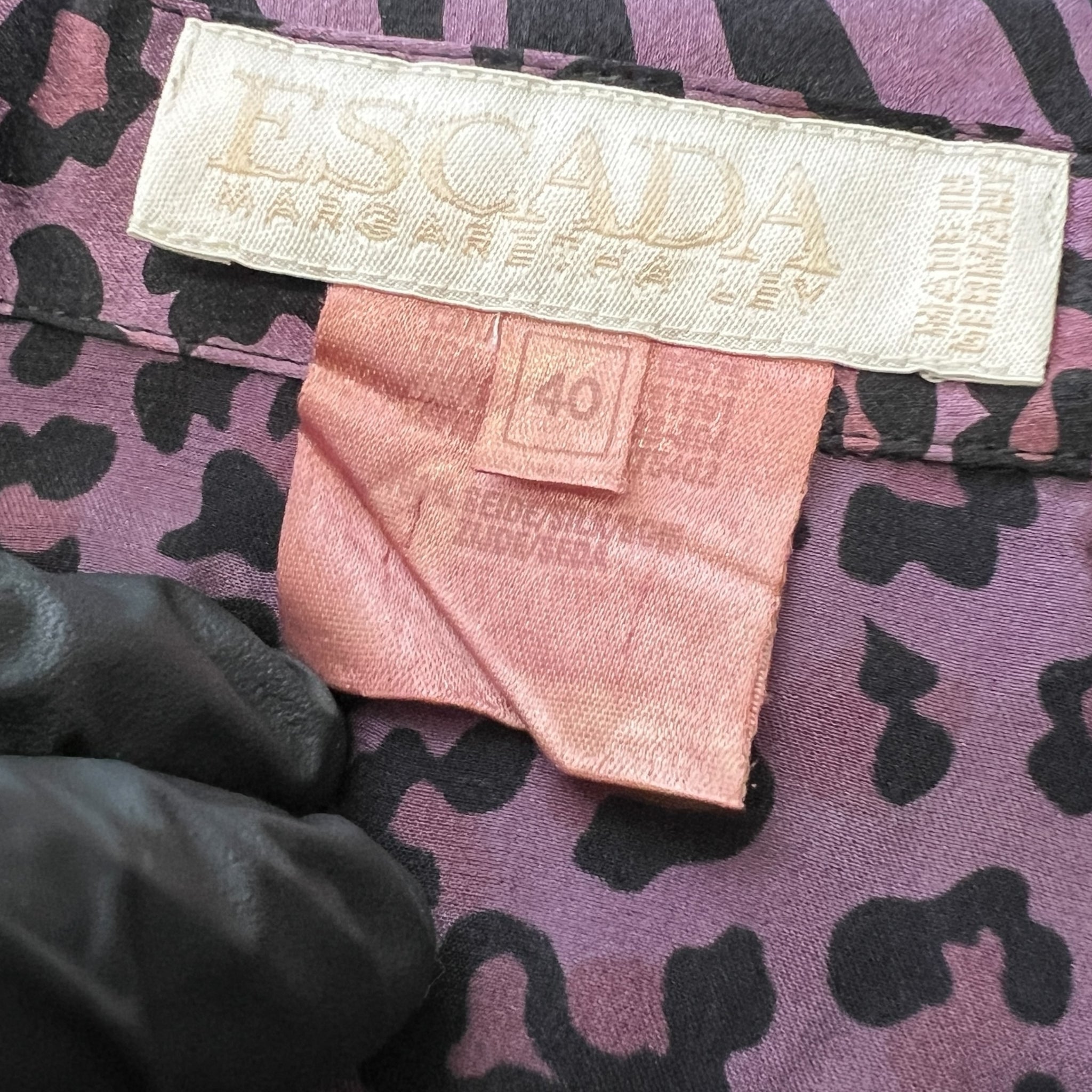 ESCADA ヴィンテージ シルク ブレザーシャツ レオパードパープル / ESCADA Vintage Silk Blazer Shirts Leopard Purple